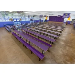 AmTab Customizable Mobile Cafeteria Convertible Bench Table - (8' L)^ New- Custom Logo Cafeteria Tables