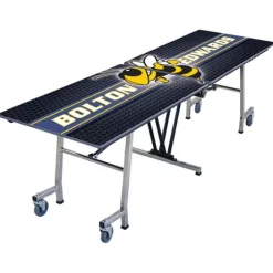 AmTab Customizable Mobile Rectangle Cafeteria Table - 8' L x 36'' W^ New- Custom Logo Cafeteria Tables