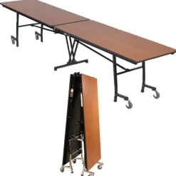 AmTab Customizable Mobile Rectangle Cafeteria Table - 10' L x 36'' W^ New- Custom Logo Cafeteria Tables
