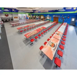 AmTab Customizable Mobile Stool Cafeteria Table - 12 Stools (12' L)^ New- Custom Logo Cafeteria Tables