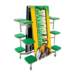 AmTab Customizable Mobile Stool Cafeteria Table - 12 Stools (12' L)^ New- Custom Logo Cafeteria Tables