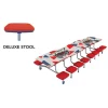 AmTab Customizable Ocean Wave Top Mobile Stool Cafeteria Table - 16 Stools (12' L)^ New- Custom Logo Cafeteria Tables