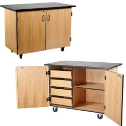 National Public Seating Demo Mobile Science Cabinet with Chem-Res Top (48" x 28")^ Lab Storage|Science Storage