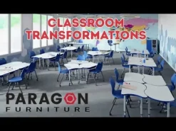 Paragon 3 Desks 6 Chairs A&D Adjustable Wedge Student Desks with Ready Stack Chairs Package^ Desk & Chair Packages|Classroom Desks & Chairs