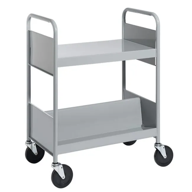 BioFit Double-Sided Book Truck w/ Sloping & Flat Top Shelves - 38"H^ Book Carts