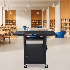 Luxor Drop Leaf Steel Computer Workstation With Keyboard Tray & Cabinet^ Storage Carts