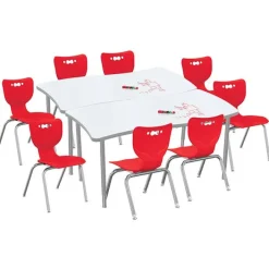 Mooreco Dry Erase Rectangle Creator Table & Hierarchy Chair Packages^ Dry Erase|Classroom Desks & Chairs