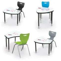 Mooreco Dry Erase Small Shapes Desk & Hierarchy 4-Leg Chair (18'' H) Package^ Dry Erase Desks|Desk & Chair Packages