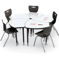 Mooreco Dry Erase Small Shapes Desk & Hierarchy 4-Leg Chair (18'' H) Package^ Dry Erase Desks|Desk & Chair Packages