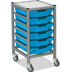 Gratnells Dynamis Single Cart w/ 6 Shallow Trays^ Tote & Bin Storage|Utility Carts