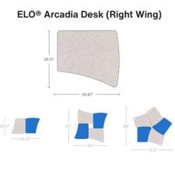 WB Mfg ELO OnVoy Arcadia Jr. Student Desk w/ Round Adjustable Legs^ Collaborative Desks