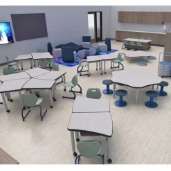 WB Mfg ELO OnVoy Arcadia Jr. Student Desk w/ Round Adjustable Legs^ Collaborative Desks