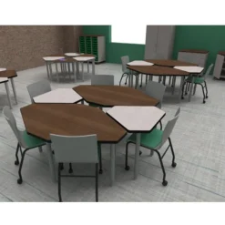 WB Mfg ELO OnVoy Mini Diamond Jr. Student Desk w/ Round Adjustable Legs^ Collaborative Desks