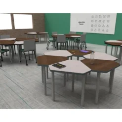 WB Mfg ELO OnVoy Mini Diamond Student Desk w/ Push-Pin Adjustable Round Legs^ Collaborative Desks