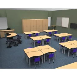 WB Mfg ELO OnVoy Mini Tide Jr. Student Desk w/ Round Adjustable Legs^ Collaborative Desks