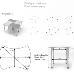 CEF ESTO Hourglass Student Desk (T-Mold Edge)^ Collaborative Desks