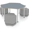 CEF ESTO Hyve Table with Perch Hyve Soft Seating Package, Chambray Fabric Laminate^ Activity Table & Chair Packages|Conference Table & Chair Packages