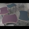 CEF ESTO Hyve Table with Perch Hyve Soft Seating Package, Cascara Teakwood Laminate^ Activity Table & Chair Packages|Conference Table & Chair Packages