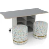 CEF ESTO Inverse Table with Perch Circle Soft Seating Package, Folkstone Hex Finish^ Activity Table & Chair Packages|Activity Tables & Chairs