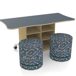 CEF ESTO Inverse Table with Perch Circle Soft Seating Package, Danish Maple Finish^ Activity Table & Chair Packages|Activity Tables & Chairs