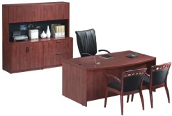 NDI Office Furniture Executive Bow Front Desk w/ Lateral File & Hutch^ Office Suites