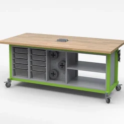Haskell Explorer Dual 10-Bin Open Storage Cabinet with Peg Board Maker Table With Power Module^ Makerspace & Shop