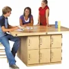 Diversified Spaces Four-Station Wood Workbench w/ 12 Lockers^ Makerspace & Shop|Art Tables