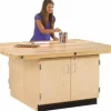 Diversified Spaces Four-Station Workbench w/ Cabinet^ Makerspace & Shop|Art Tables