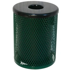 Ultra-Play 32 Gallon Outdoor Metal Trash Receptacle Kit w/ Lid & Liner^ Trash & Recycling Bins