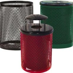 Ultra-Play 55 Gallon Outdoor Metal Trash Receptacles^ Trash & Recycling Bins