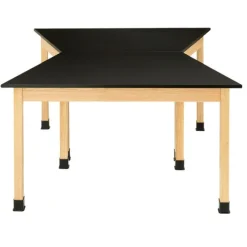 Diversified Spaces Hardwood Science Lab Table - ChemGuard 60''x 30'' x 30'' Trapezoid (Oak)^ Science|Science Tables