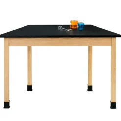 Diversified Spaces Hardwood Science Lab Table - ChemGuard 60''x 30'' x 30'' Trapezoid (Maple)^ Science|Science Tables