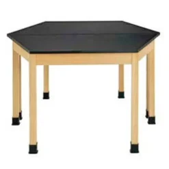 Diversified Spaces Hardwood Science Lab Table - Laminate 60'' x 30'' x 30'' Trapezoid (Oak)^ Science|Science Tables