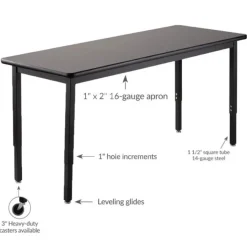 National Public Seating Height Adjustable Steel Science Table with Phenolic Top (30'' x 72'')^ Science|Science Tables