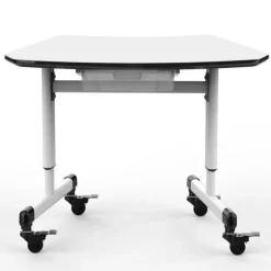 Luxor Height Adjustable Trapezoid Student Desk with Drawer^ Open Front School Desks