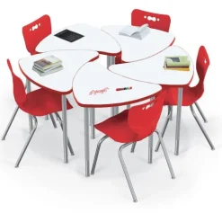 Mooreco Hierarchy Chevron Collaborative Student Desks with Dry Erase Top^ Collaborative Desks|Dry Erase Desks