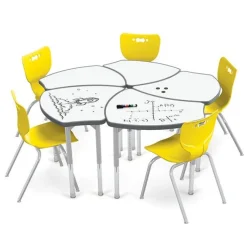 Mooreco Hierarchy Porcelain Steel Shapes Desk & Hierarchy Chair Package^ Desk & Chair Packages|Dry Erase Desks