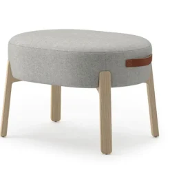 Community Indie Large Oval Ottoman w/ Leather Handles - 16-1/2