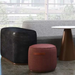 Community Indie Large Oval Pouf w/ Leather Handles - 16-1/2