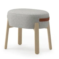 Community Indie Small Oval Ottoman w/ Leather Handles - 16-1/2
