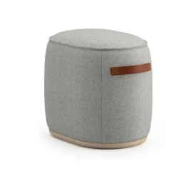 Community Indie Small Oval Pouf w/ Leather Handles - 12" H^ Soft Seating