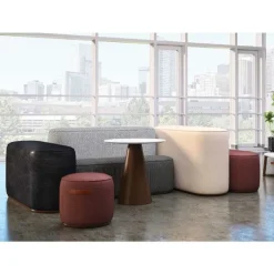 Community Indie Small Oval Pouf w/ Leather Handles - 12