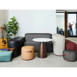 Community Indie Small Round Pouf w/ Leather Handles - 12