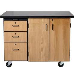 National Public Seating Instructor Mobile Science Cabinet with Chem-Res Top (48