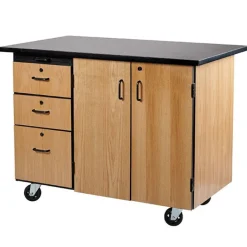 National Public Seating Instructor Mobile Science Cabinet with Chem-Res Top (48