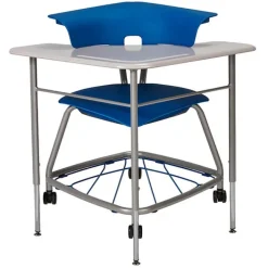 KI Intellect Wave Linear Tripod Adjustable Hard Plastic Student Desk^ Collaborative Desks|Open Front School Desks