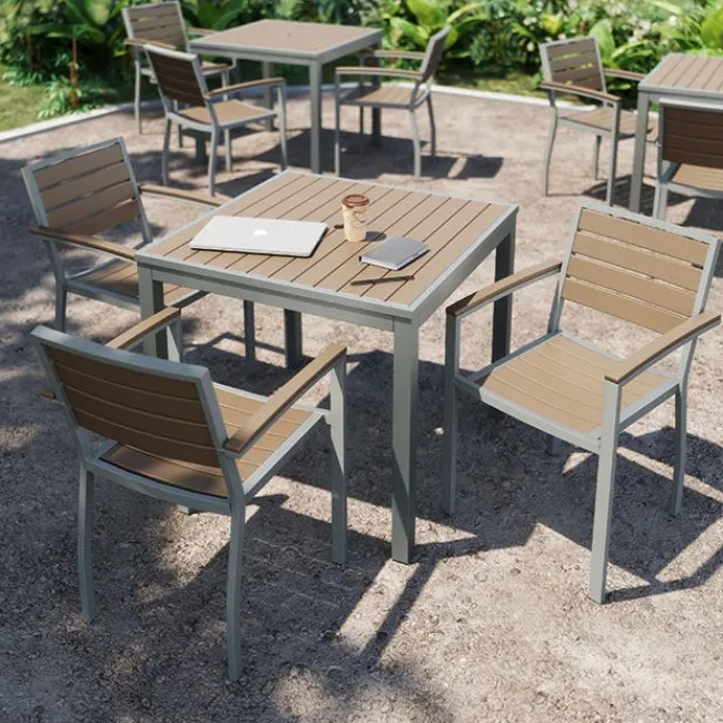 KFI Seating Ivy Series Square Outdoor Table Set w/ 4 Chairs^ Cafe Tables|Café