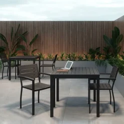KFI Seating Ivy Series Square Outdoor Table Set w/ 4 Chairs^ Cafe Tables|Café