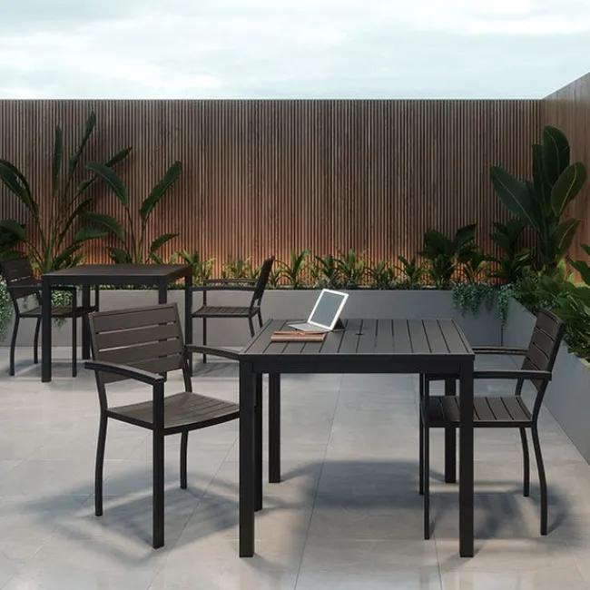 KFI Seating Ivy Series Square Outdoor Table Set w/ 4 Chairs^ Cafe Tables|Café