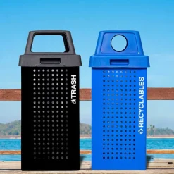 Ex-Cell Kaiser Kaleidoscope Outdoor 36-Gallon Trash Receptacle w/ Black Gloss Finish^ Trash & Recycling Bins